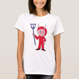 Camiseta Fantasia de Diabo Fofo de Halloween