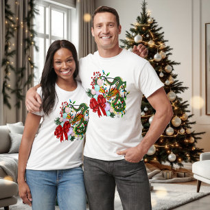 Camiseta Fantasia de Dragão Chinês no Natal Coroa de Natal