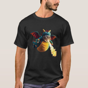 Camiseta Fantasia de Dragão de Gato Engraçado Respirando Fo