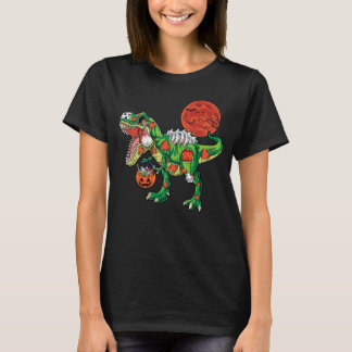 Camiseta Fantasia de esqueleto de dinossauro rex zumbi para