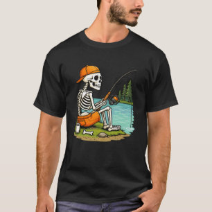 Camiseta Fantasia de Esqueleto de Pesca Funny Fishing Hallo