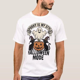 Camiseta Fantasia de Fantasma de Halloween Gato Abóbora Ass