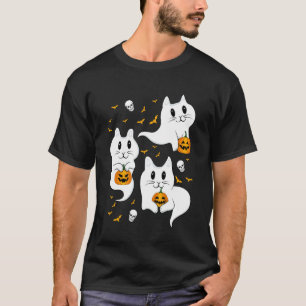 Camiseta Fantasia de Gato Fantasma de Halloween Roupa de Ga