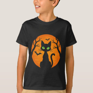 Camiseta Fantasia de Gato Preto Assustador Vintage de Hallo