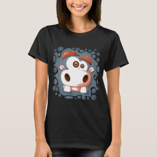 Camiseta Fantasia de Halloween Cara de Vaca Moo Animais da 