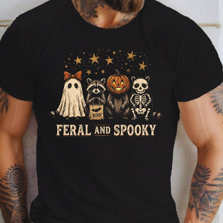 Camiseta Fantasia de Halloween de Guaxinim Feroz e Assustad
