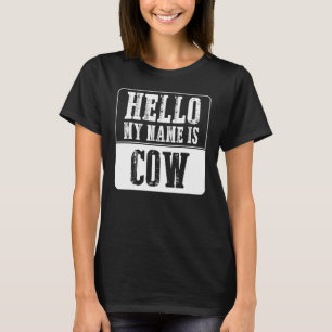 Camiseta Fantasia de Halloween Olá Meu Nome É Vaca