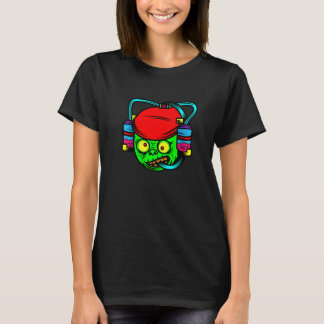 Camiseta Fantasia de Halloween Preguiçosa de Zumbi Bebendo
