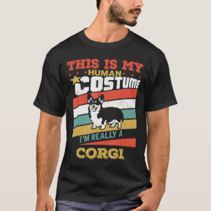 Camiseta Fantasia de Humano para Corgi Desgastada Vintage H