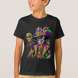 Camiseta fantasia de Mardi gras caveira de açúcar carnaval
