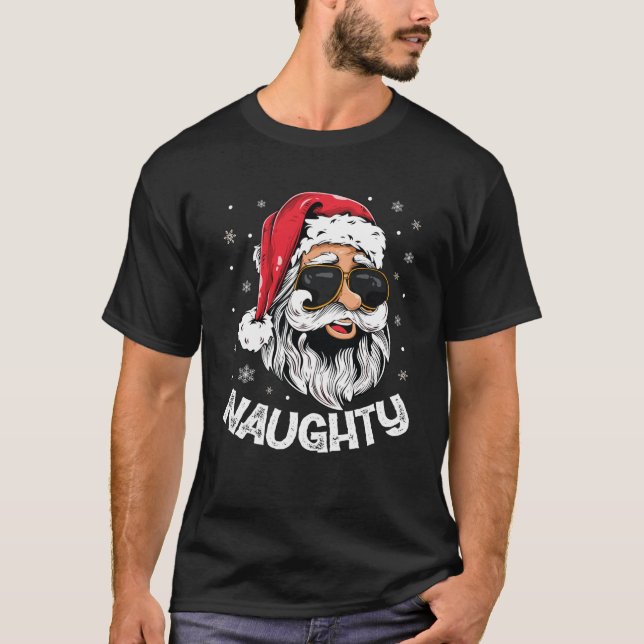 Camiseta Fantasia de Natal de Casais Combinando Malvado ou  (Frente)