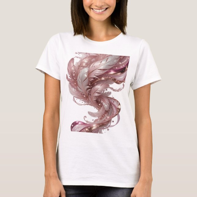 Camiseta Fantasia de Ouro FRESH FEATHERS Design de Texto (Frente)