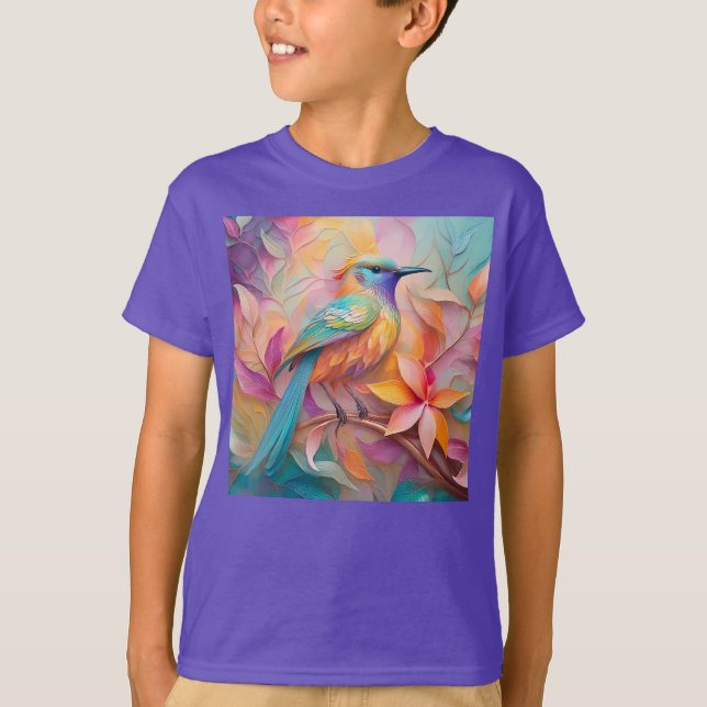 Camiseta Fantasia de Pássaro com Garganta Violeta (Frente)