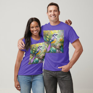 Camiseta Fantasia de Pássaro Violeta Crestado