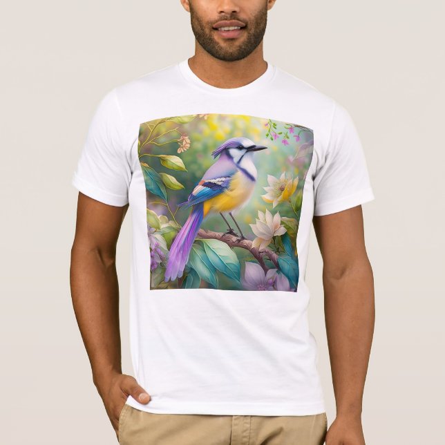 Camiseta Fantasia de Pássaro Violeta Crestado (Frente)
