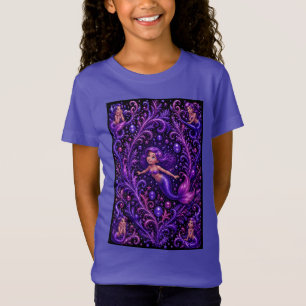 Camiseta Fantasia de Sereia Roxa Brilhante Arte Oceânica