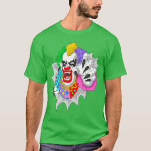 Camiseta Fantasia de Terror de Halloween Rosto de Palhaço P
