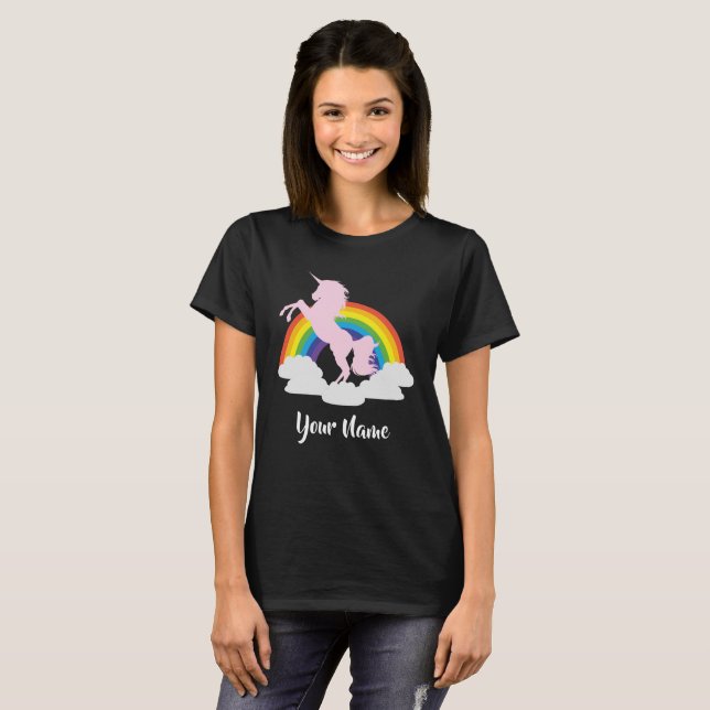 Camiseta Fantasia do arco-íris do unicórnio personalizada (Frente Completa)