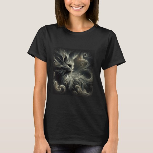 Camiseta Fantasia Elemental Ar Escuro Vento Criptid Gato Fa (Frente)