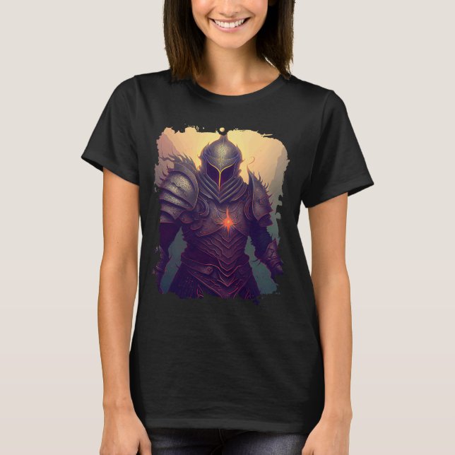 Camiseta Fantasia Epic em Segundo Plano cavaleiro um herói  (Frente)