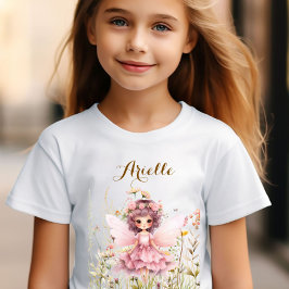 Camiseta Fantasia Fada flor silvestre pastel