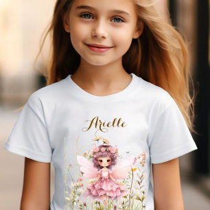 Camiseta Fantasia Fada flor silvestre pastel