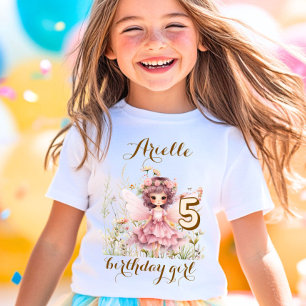 Camiseta Fantasia Fada flor silvestre pastel aniversário