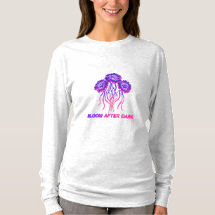Camiseta Fantasia Floral Rosa Roxo Manga Longa Para