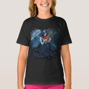 Camiseta Fantasia Gótica Violinista Escuro no Jardim da Lua