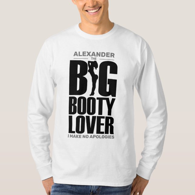 Camiseta FANTASIA Grande Booty Lover com Nome Preto na Luz  (Frente)