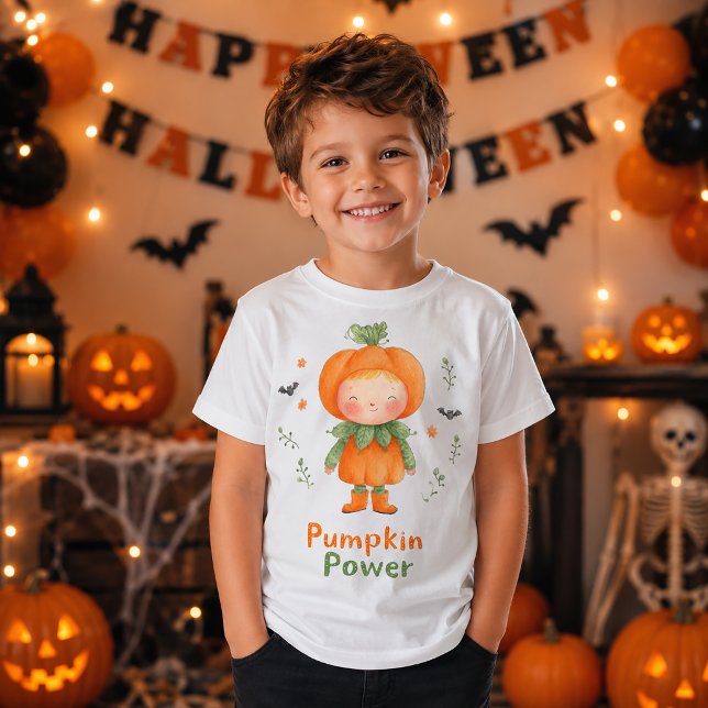 Camiseta Fantasia Infantil de Halloween Poderosa Abóbora Fo (Criador carregado)