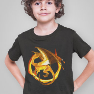 Camiseta Fantasia Mágica do Dragão Dourado Fogo