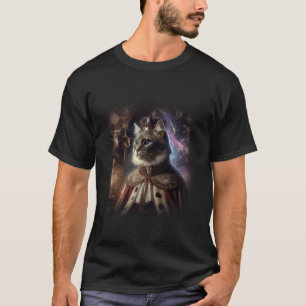 Camiseta Fantasia Medieval Rei do Gato Surrealismo Fofo Fan