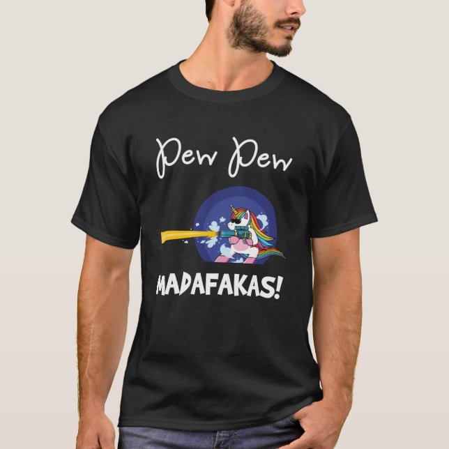Camiseta Fantasia PEW Madafakas Angry Rainbow Unicorn Com G (Frente)
