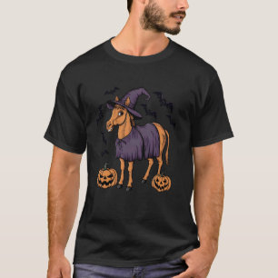Camiseta Fantasias De Bruxa Do Morcego Abóbora Cavalo Hallo