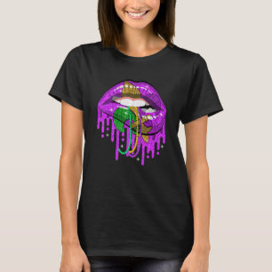 Camiseta Fantasias de Carnaval Mardi Gras Roxo & Dourado Fl