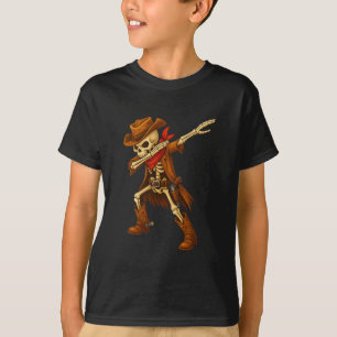 Camiseta Fantasias de Cowboy Esqueleto Dabbing de Halloween