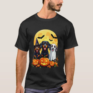 Camiseta Fantasias de Dachshund de bruxa fantasma de Hallow