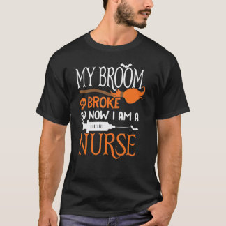 Camiseta Fantasias De Enfermeira No Halloween Meu Vassoura 