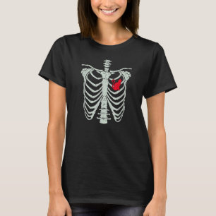 Camiseta Fantasias De Esqueleto Com Silhueta De Gato Vermel