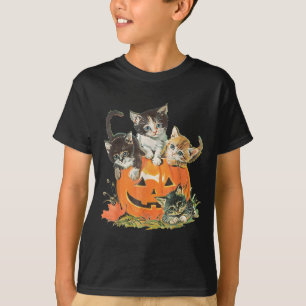 Camiseta Fantasias de Gatinho Preto de Halloween Vintage