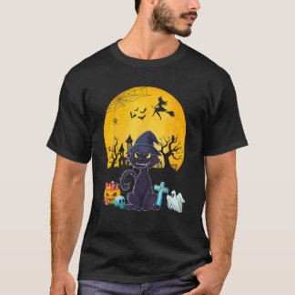 Camiseta Fantasias de Gato no Halloween Bruxa Terror Abóbor