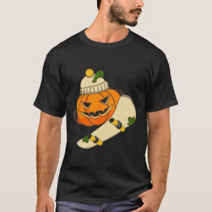 Camiseta Fantasias de Halloween de skate de abóbora engraça