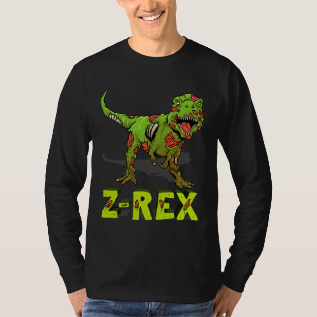 Camiseta Fantasias de Halloween do Zumbi Rex Zombiesaurus Z (Frente)