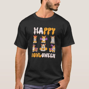 Camiseta Fantasias de Halloween para Cães Corgis Feliz Howl