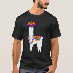 Camiseta Fantasias de Llama de Mardi Gras com Contas e Másc