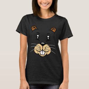 Camiseta Fantasias de Rato do Dia da Marmota Cabeça Rosto C