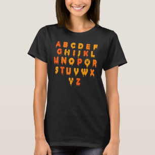 Camiseta Fantasias Preguiçosas de Halloween Alfabeto Letras