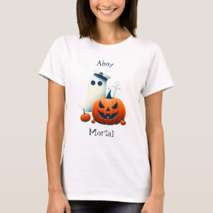 Camiseta Fantasma/abóboras do Dia das Bruxas, náutico/coste