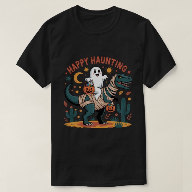Camiseta Fantasma Adorável no Dinossauro da Mamãe - Dia de  (Frente do Design)